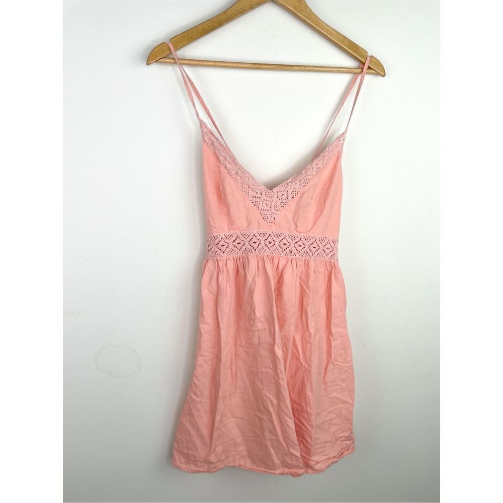 Loft Beach Baby Pink Peach Cross Back‎ Crochet Cami Sundress Size S